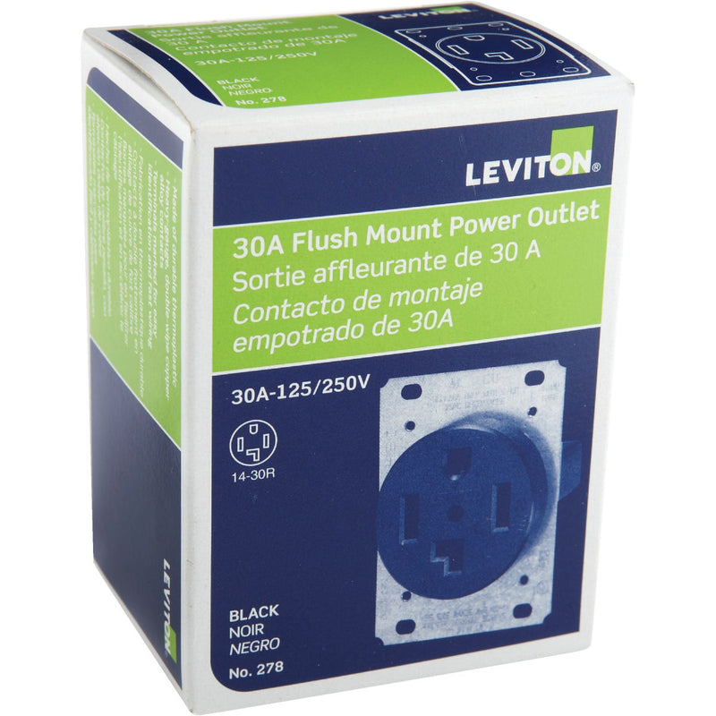 Leviton 30A Flush Mount Black 14-30R 4-Wire Dryer Power Outlet