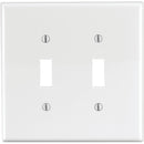Leviton 2-Gang Thermoplastic Nylon Mid-Way Toggle Switch Wall Plate, White