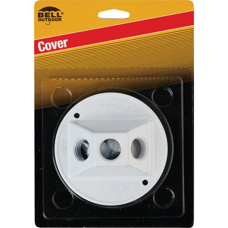 Bell 3-Outlet Round Zinc White Cluster Weatherproof Outdoor Box Cover