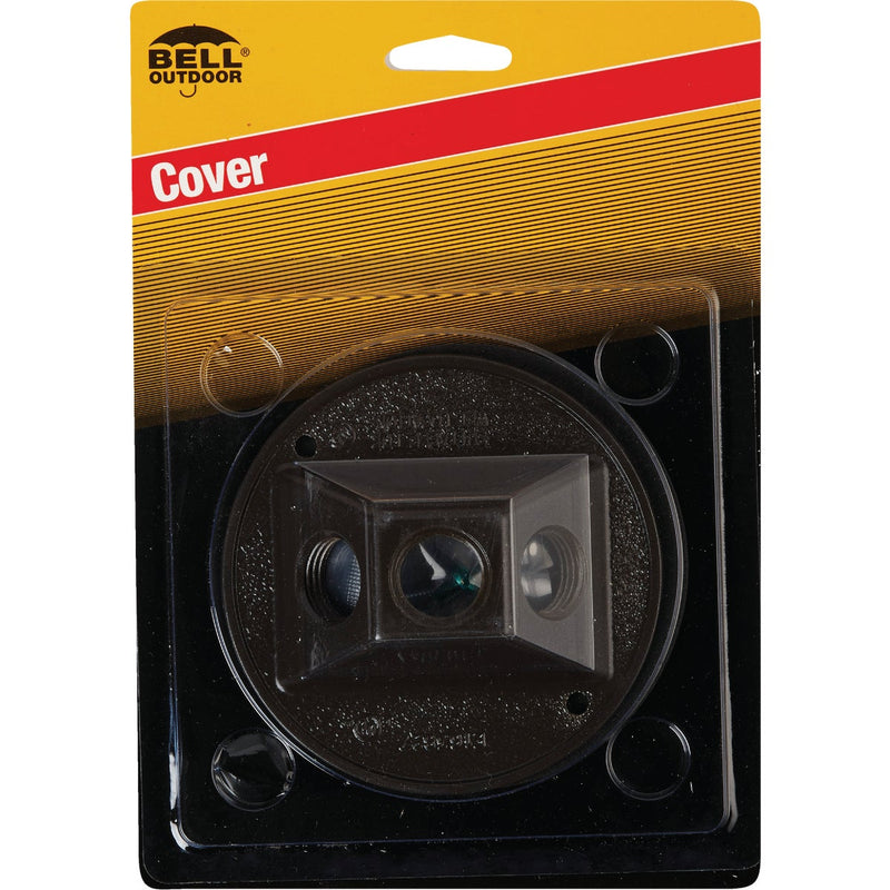 Bell 3-Outlet Round Zinc Bronze Cluster Weatherproof Outdoor Box Cover