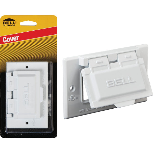 Bell Single Gang Horizontal GFCI Aluminum White Weatherproof Outdoor Electrical Cover