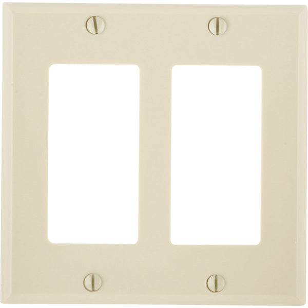 Leviton Decora 2-Gang Smooth Plastic Rocker Decorator Wall Plate, Ivory