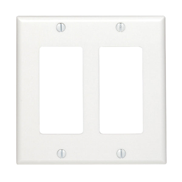 Leviton Decora 2-Gang Smooth Plastic Rocker Decorator Wall Plate, White