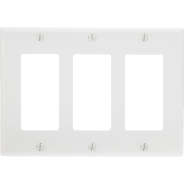 Leviton Decora 3-Gang Smooth Plastic Rocker Decorator Wall Plate, White