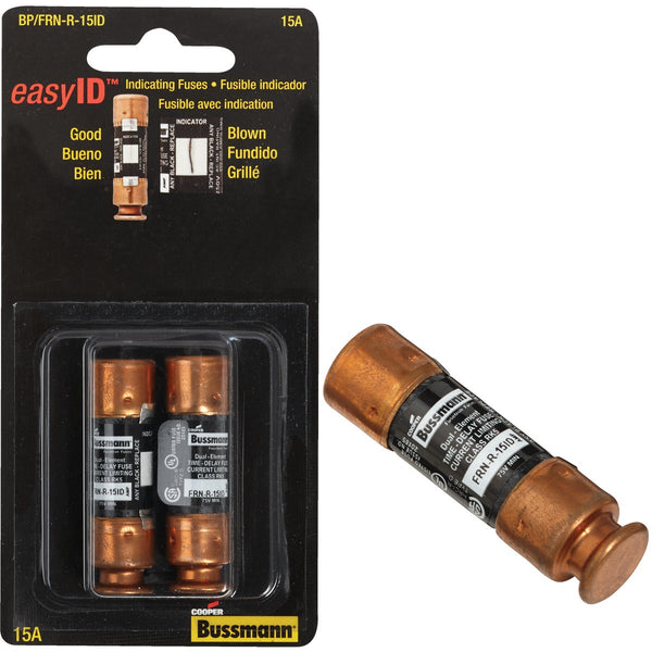 Bussmann 15A FRN-R Cartridge Heavy-Duty Time Delay Cartridge Fuse (2-Pack)