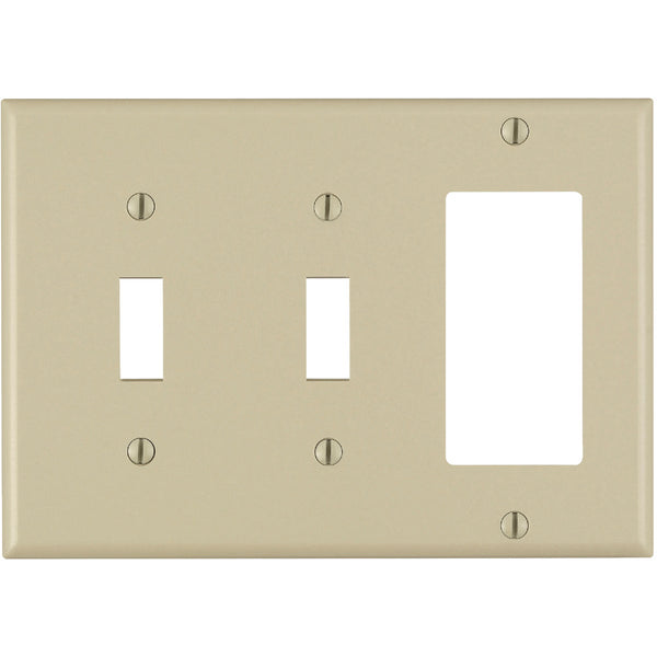 Leviton Decora 3-Gang Thermoset 2-Toggle/Rocker Wall Plate, Ivory