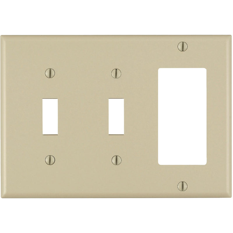 Leviton Decora 3-Gang Thermoset 2-Toggle/Rocker Wall Plate, Ivory
