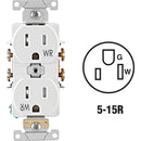 Leviton 15A White Tamper & Weather Resistant Commercial Grade 5-15R Duplex Outlet