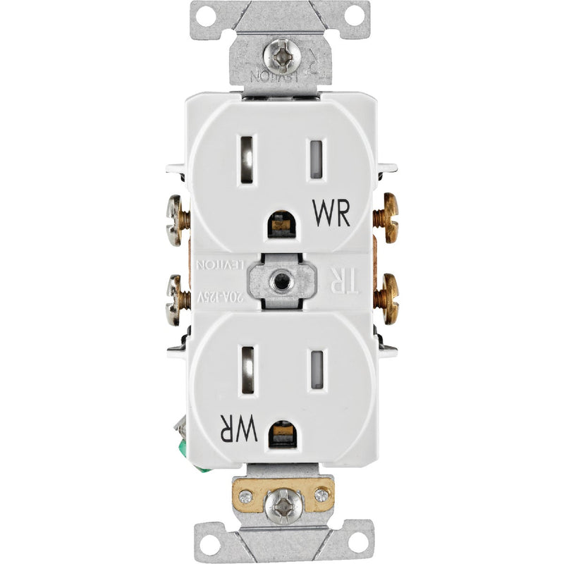 Leviton 15A White Tamper & Weather Resistant Commercial Grade 5-15R Duplex Outlet