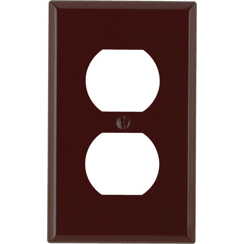 Leviton 1-Gang Smooth Plastic Outlet Wall Plate, Brown