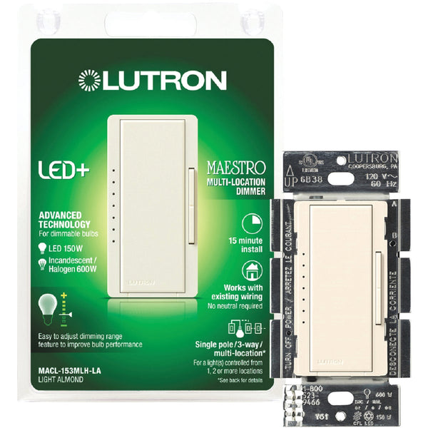 Lutron Maestro CL Light Almond 120 VAC Wireless Dimmer