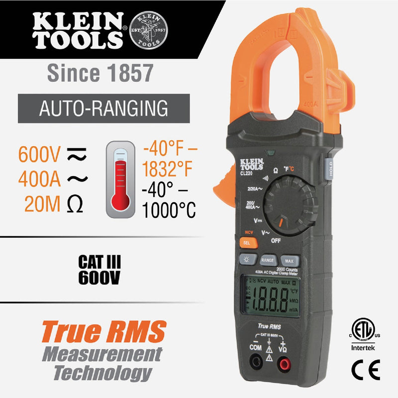 Klein 600V AC/DC Digital Clamp Meter