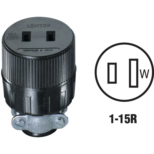 Leviton 15A 125V 2-Wire 2-Pole Round Cord Connector