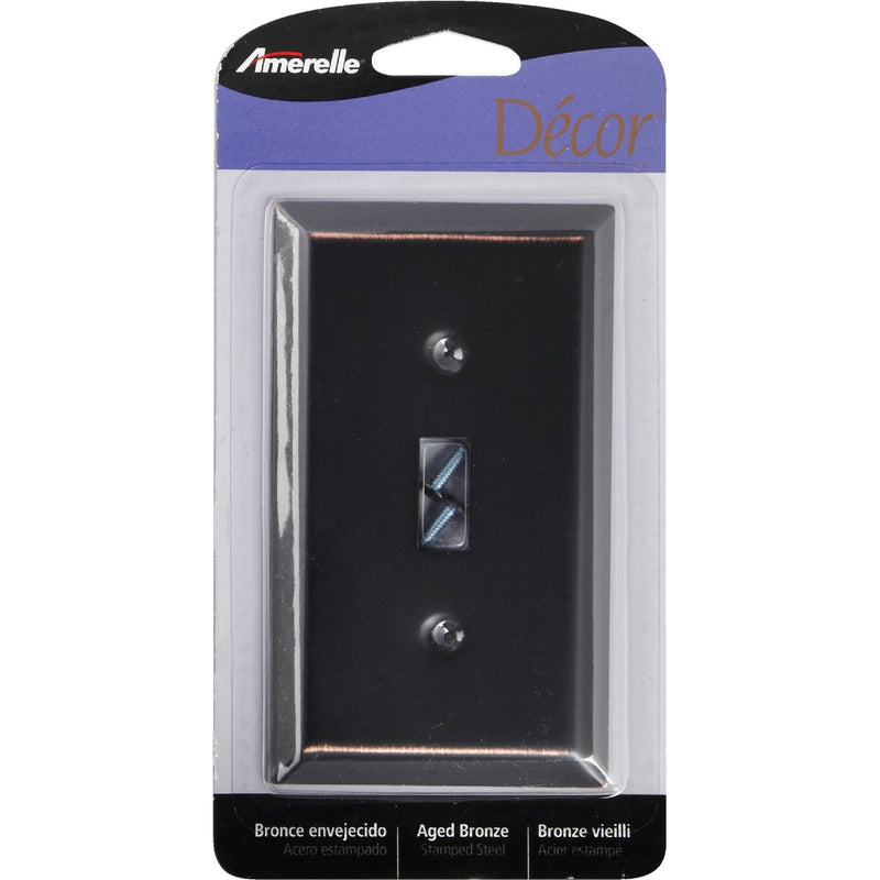 Amerelle 1-Gang Stamped Steel Toggle Switch Wall Plate, Aged Bronze