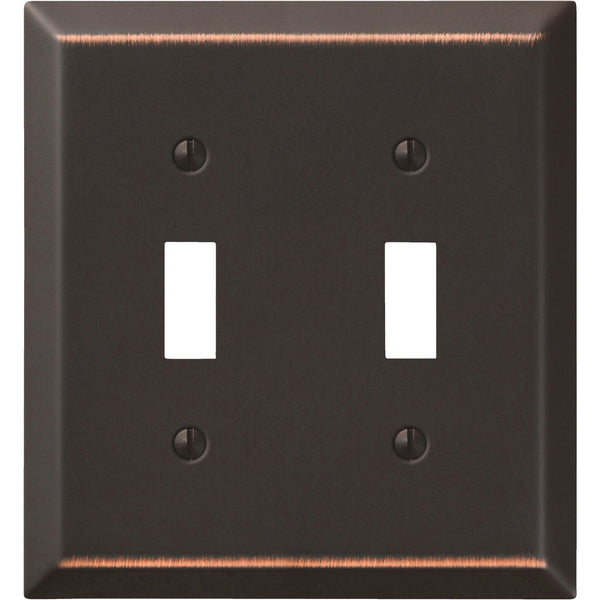 Amerelle 2-Gang Stamped Steel Toggle Switch Wall Plate, Aged Bronze