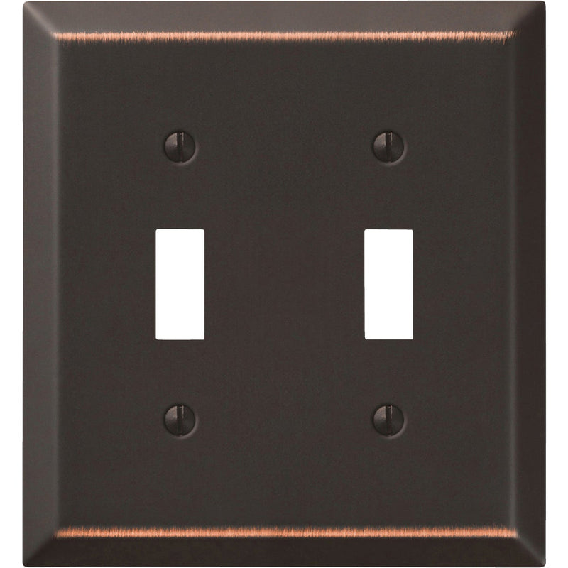 Amerelle 2-Gang Stamped Steel Toggle Switch Wall Plate, Aged Bronze