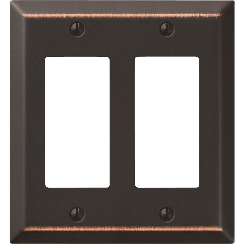 Amerelle 2-Gang Stamped Steel Rocker Decorator Wall Plate, Aged Bronze