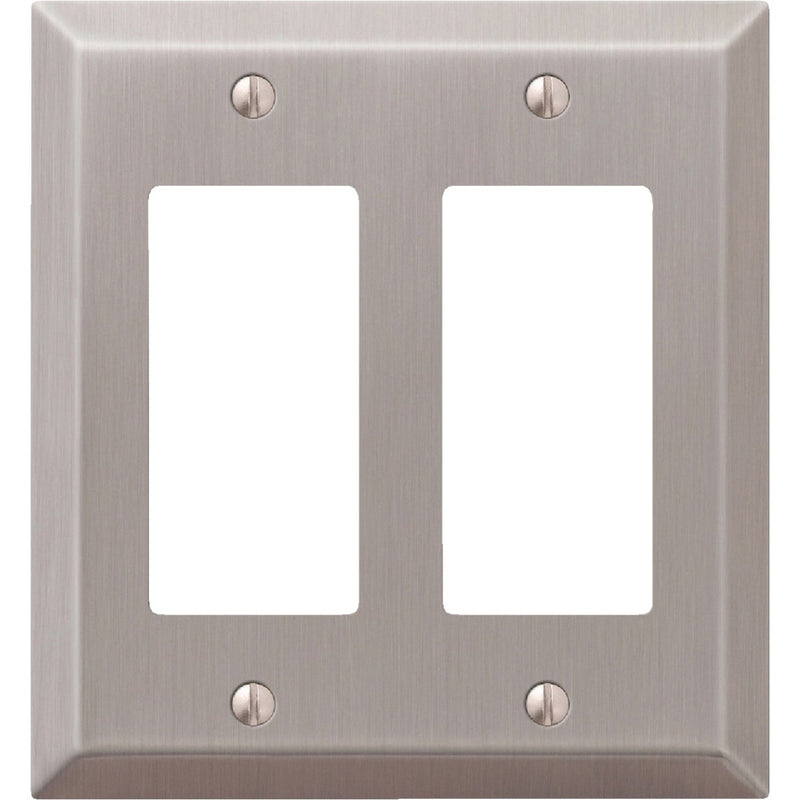 Amerelle 2-Gang Stamped Steel Rocker Decorator Wall Plate, Brushed Nickel