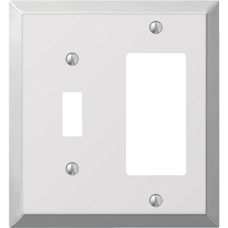 Amerelle 2-Gang Stamped Steel Single Toggle/Rocker Wall Plate, Polished Chrome