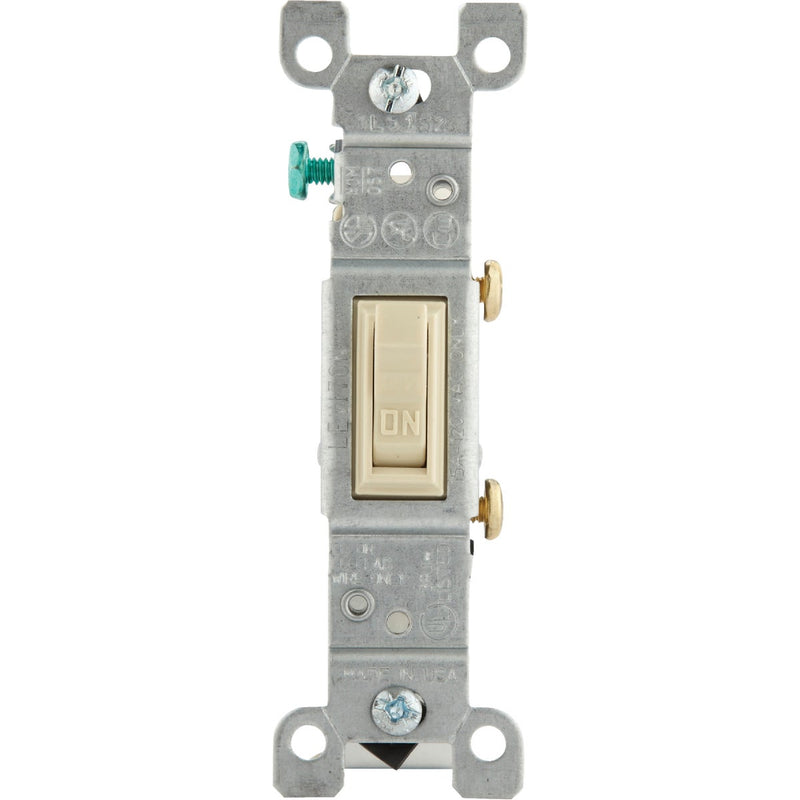 Leviton Residential Grade 15 Amp Toggle Single Pole Grounded Switch, Ivory