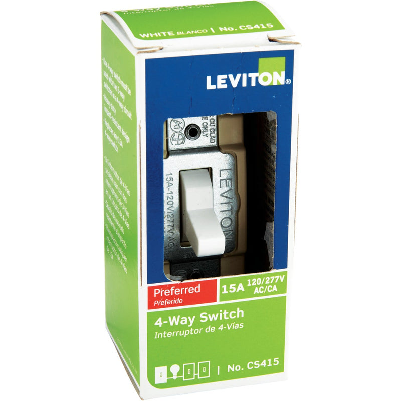 Leviton Commercial 15A White Grounded Quiet 4-Way Switch