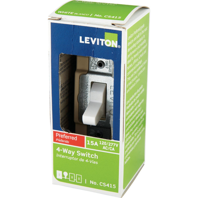 Leviton Commercial 15A White Grounded Quiet 4-Way Switch