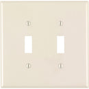 Leviton 2-Gang Thermoplastic Nylon Mid-Way Toggle Switch Wall Plate, Light Almond