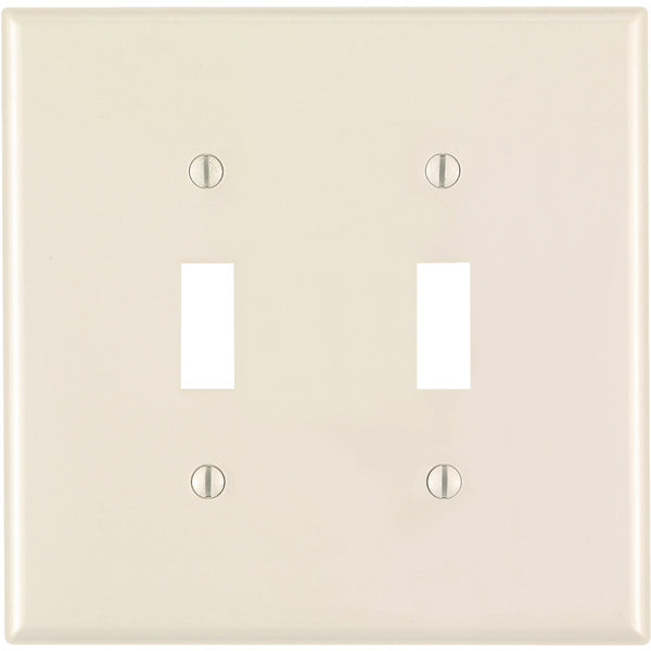 Leviton 2-Gang Thermoplastic Nylon Mid-Way Toggle Switch Wall Plate, Light Almond