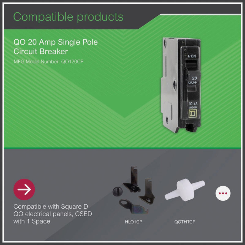 Square D QO 20A Single-Pole Standard Trip Circuit Breaker