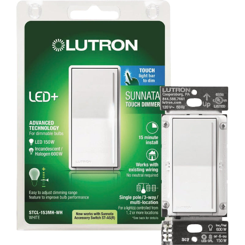 Lutron Sunnata White 150W Single-Pole/3-Way Touch Dimmer