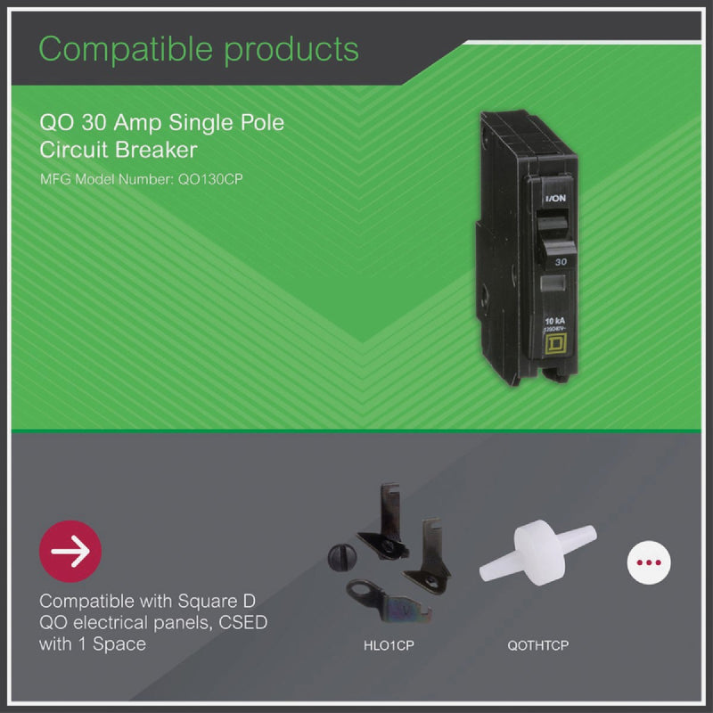 Square D QO 30A Single-Pole Standard Trip Circuit Breaker