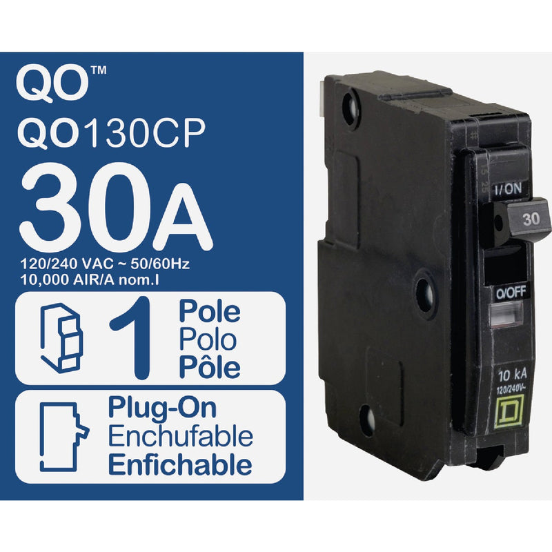 Square D QO 30A Single-Pole Standard Trip Circuit Breaker