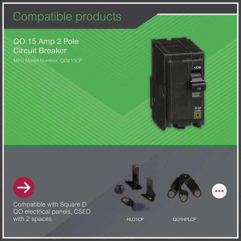 Square D QO 15A Double-Pole Standard Trip Circuit Breaker