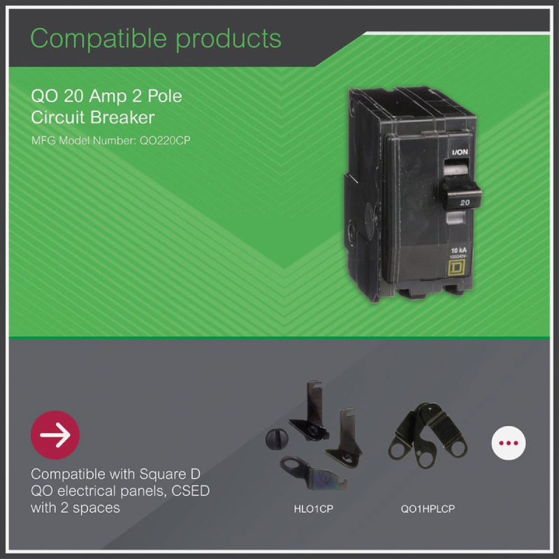 Square D QO 20A Double-Pole Standard Trip Circuit Breaker