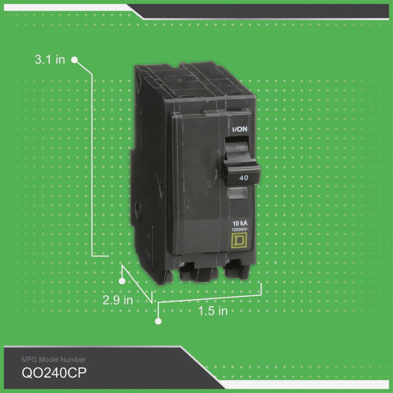 Square D QO 40A Double-Pole Standard Trip Circuit Breaker