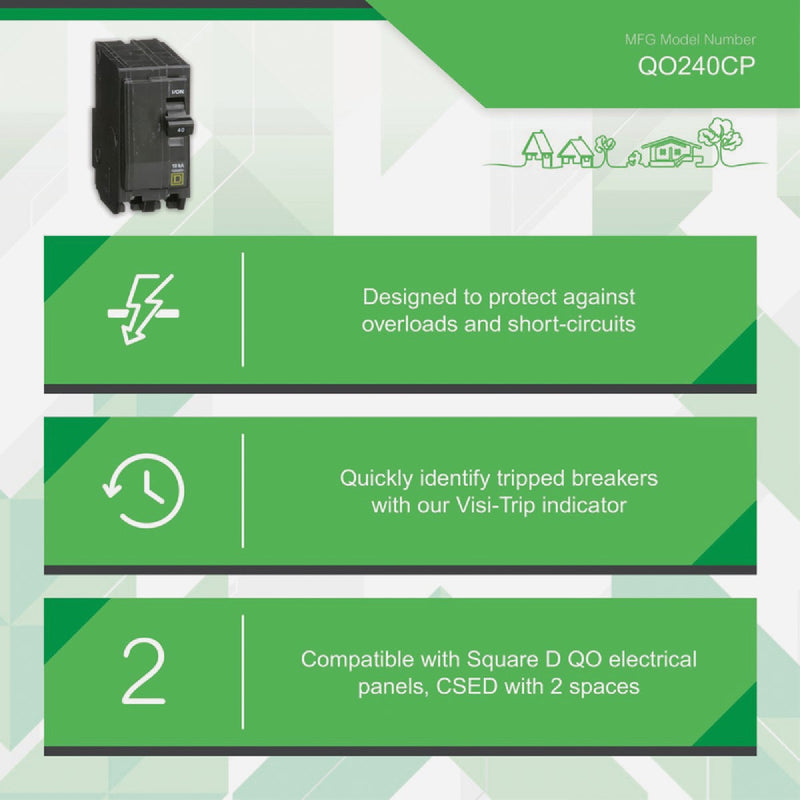 Square D QO 40A Double-Pole Standard Trip Circuit Breaker