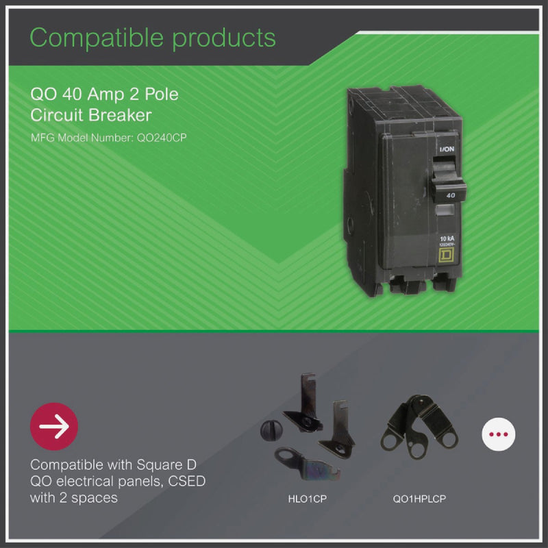 Square D QO 40A Double-Pole Standard Trip Circuit Breaker