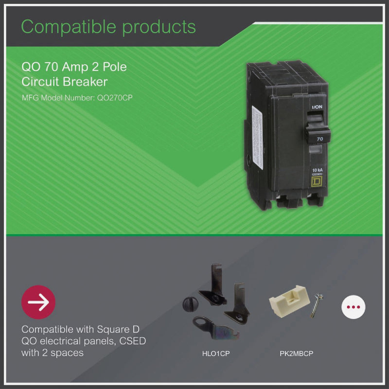 Square D QO 70A Double-Pole Standard Trip Circuit Breaker