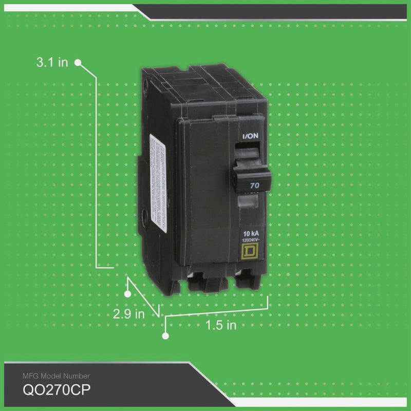 Square D QO 70A Double-Pole Standard Trip Circuit Breaker