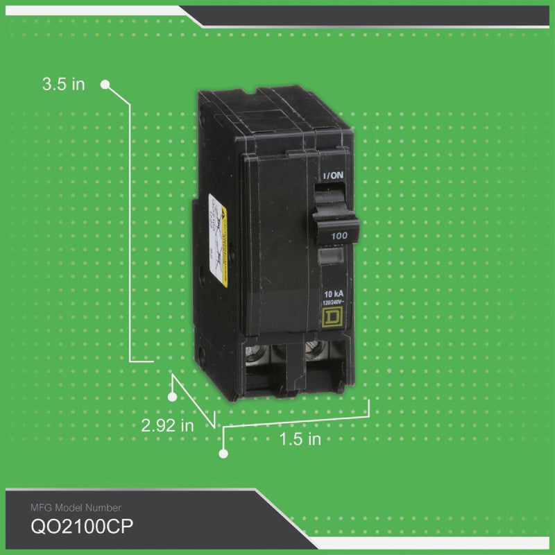 Square D QO 100A Double-Pole Standard Trip Circuit Breaker