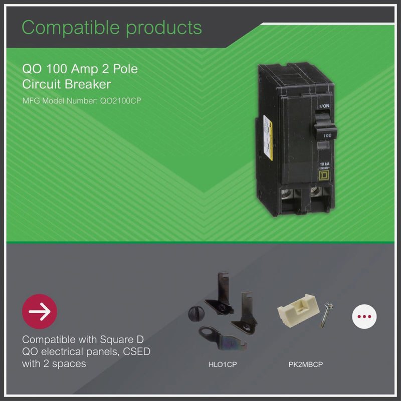 Square D QO 100A Double-Pole Standard Trip Circuit Breaker