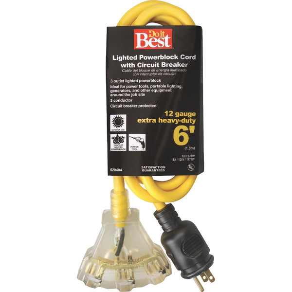 Do it Best 6 Ft. 12/3 Circuit Breaker Protected Extension Cord