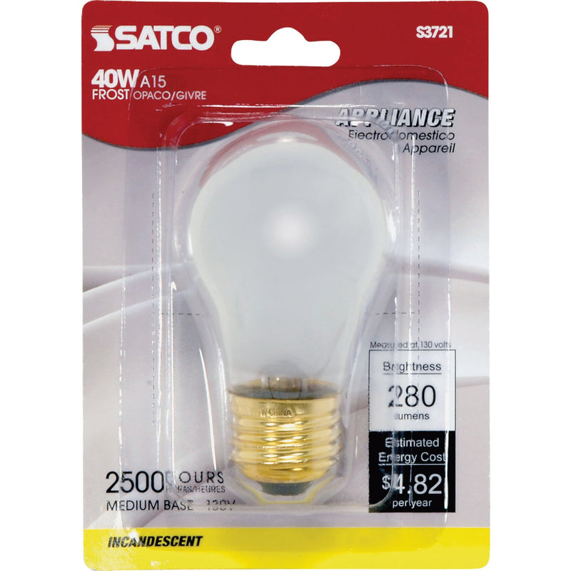 Satco 40W Frosted Medium A15 Incandescent Appliance Light Bulb