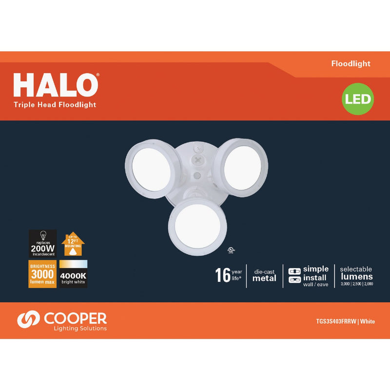 Halo Lumen Selectable White Triple Head LED Floodlight Fixture