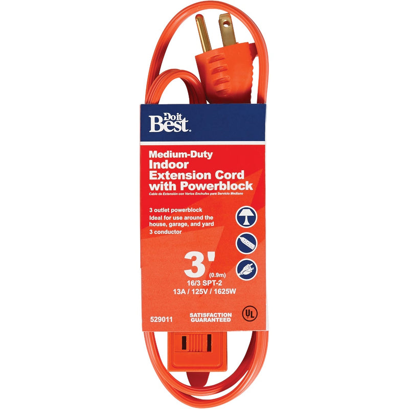 Do it Best 3 Ft. 16/3 Triple Tap Extension Cord