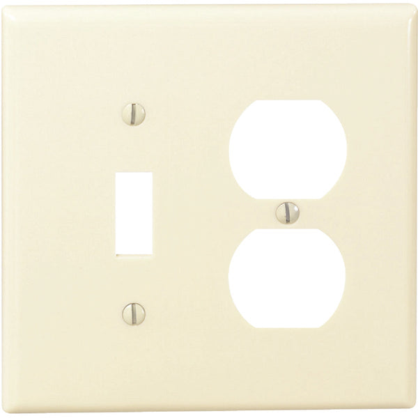 Leviton Mid-Way 2-Gang Thermoset Single Toggle/Duplex Outlet Wall Plate, Ivory