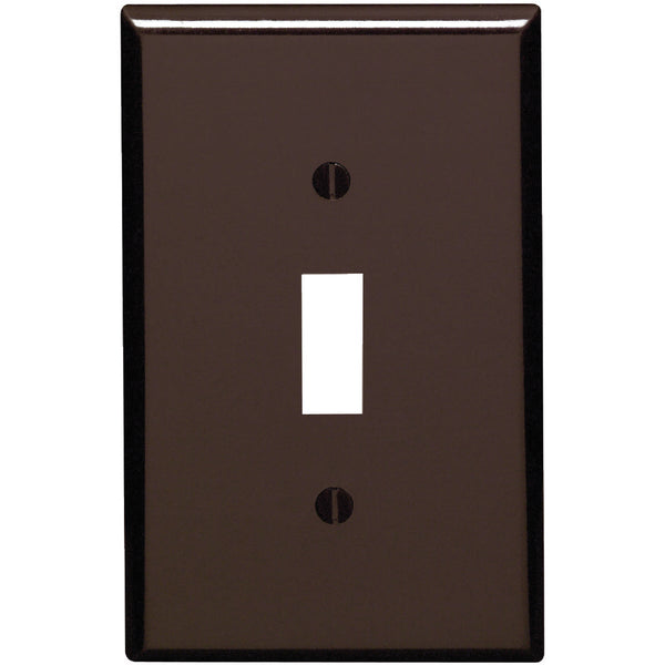 Leviton 1-Gang Smooth Plastic Mid-Way Toggle Switch Wall Plate, Brown