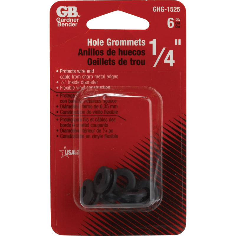 Gardner Bender 1/4 In. Flexible Black Vinyl Wire Insulation or Cording Grommet (6-Pack)