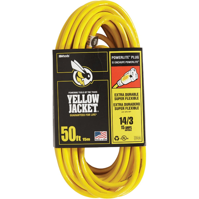 Yellow Jacket 50 Ft. 14/3 Indoor/Outdoor Extension Cord with PowerLite Plug