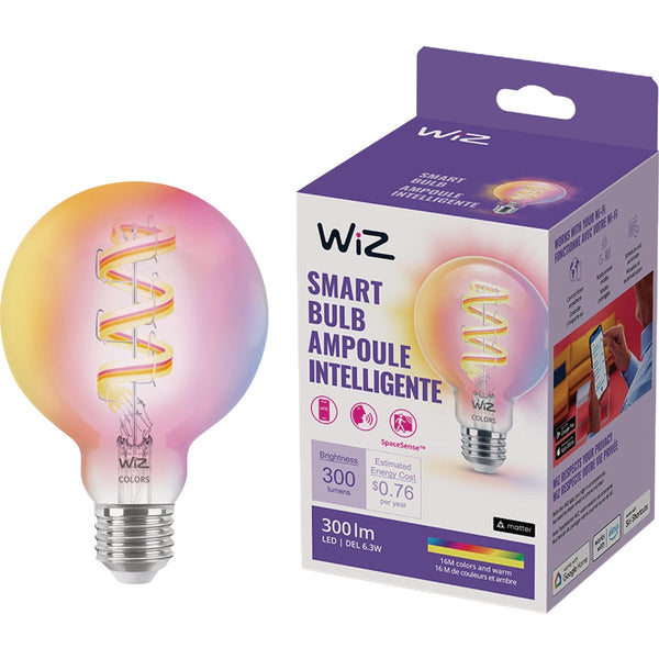 Wiz 25W Equivalent Color Filament G25 Medium LED Smart Light Bulb